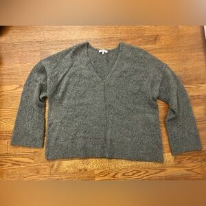 Madewell Oversized Charcoal Knit V-Neck Sweater
